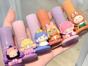 Into You POP MART collaboration lip mud products with Labubu character packaging
