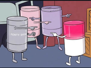 Fenty Skin 蜘蛛侠互指梗图，四个切片眼膜罐并排