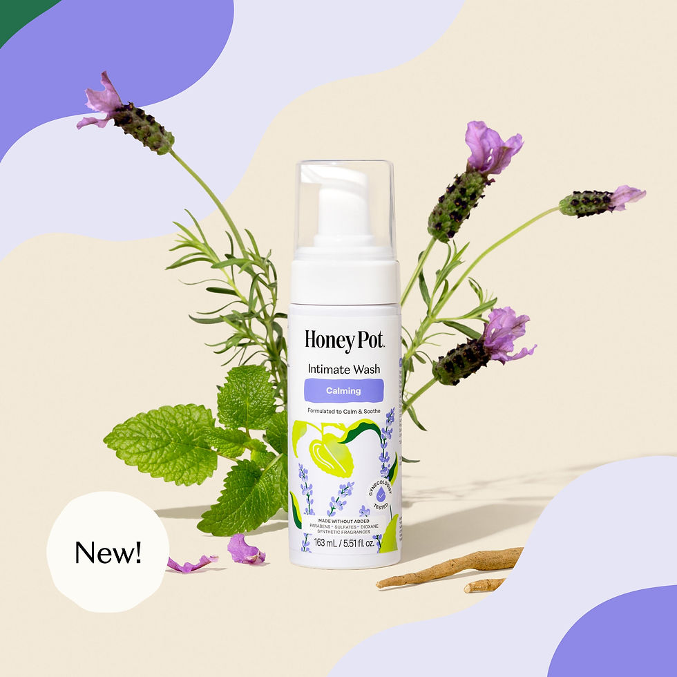 The Honey Pot Calming Intimate Wash homepage visual with a New badge