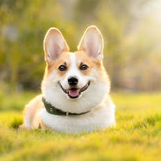 Ein Hund der übt im Platz zu warten.