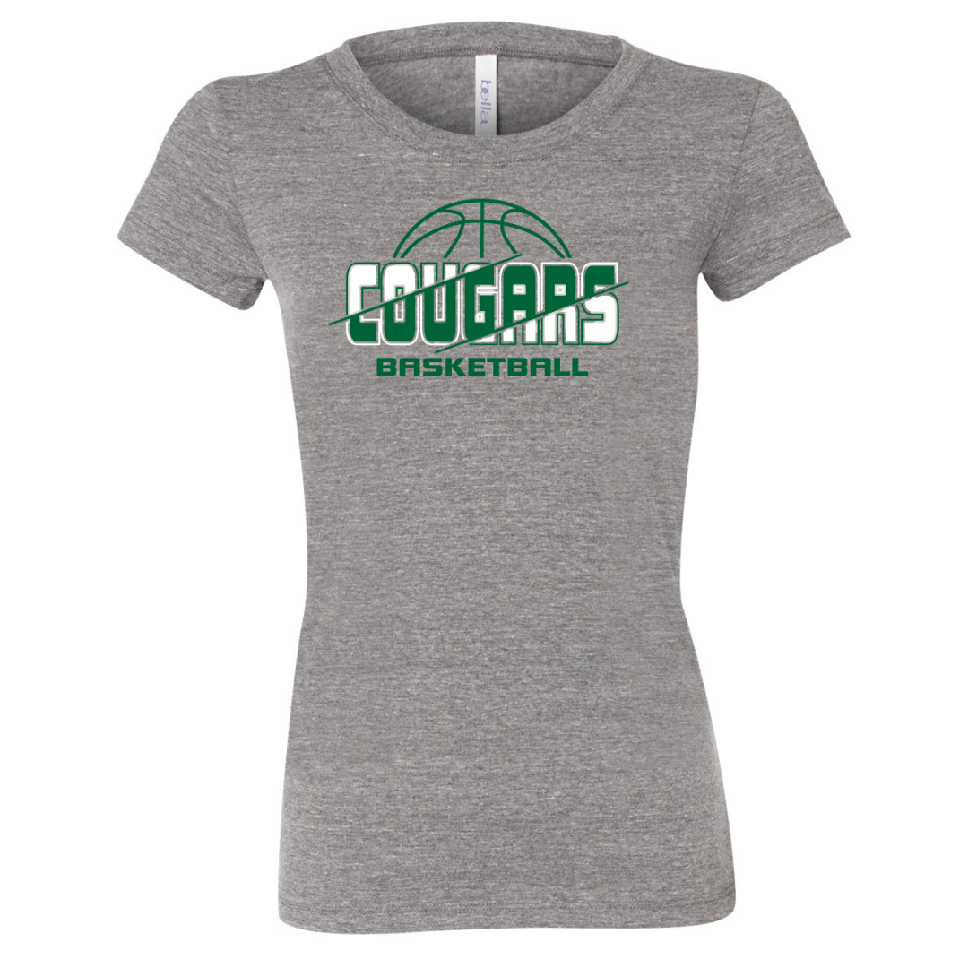 "Ladies" Grey Bella+Canvas TriBlend Short Sleeve Tee (NS Basketball 24')