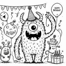 יום הולדת מפלצות להדפסה 