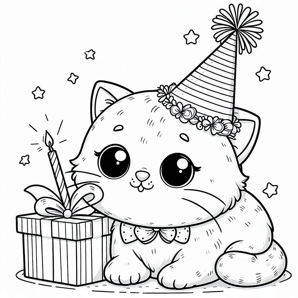 Printable birthday cat