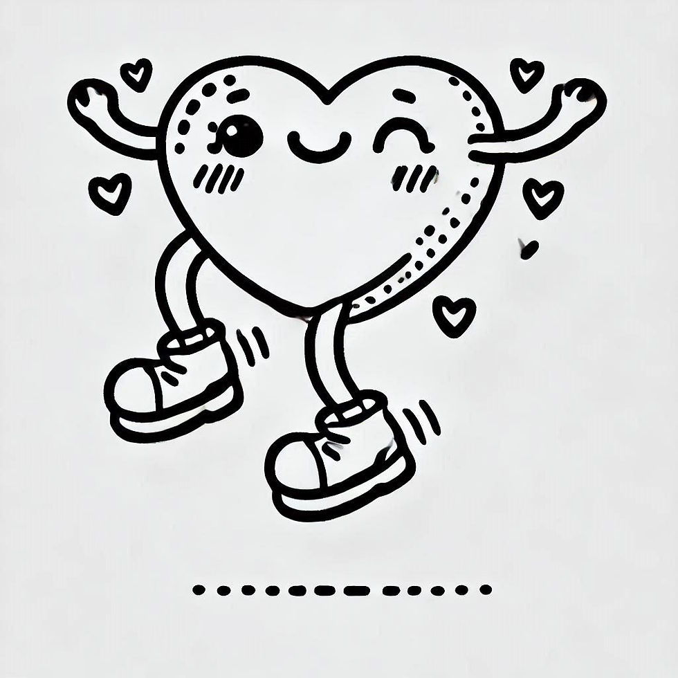Drawing of a dancing heart