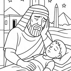 דף צביעה מכת בכורות מתוך עשר מכות מצרים להדפסה חינם