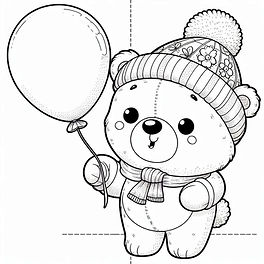 דובי עם בלון להדפסה