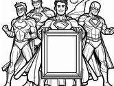 A bunch of superheroes for coloring