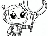 רובוט מחזיק בלונים – ציור להדפסה לילדים