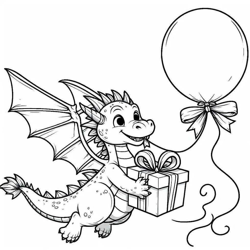 Dragon and balloon coloring page