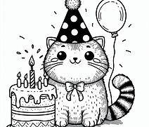 חתול יום הולדת דף צביעה