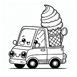 דף צביעה משאית גלידה להדפסה חינם לילדים