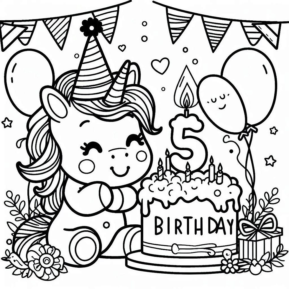 A unicorn is celebrating a birthday