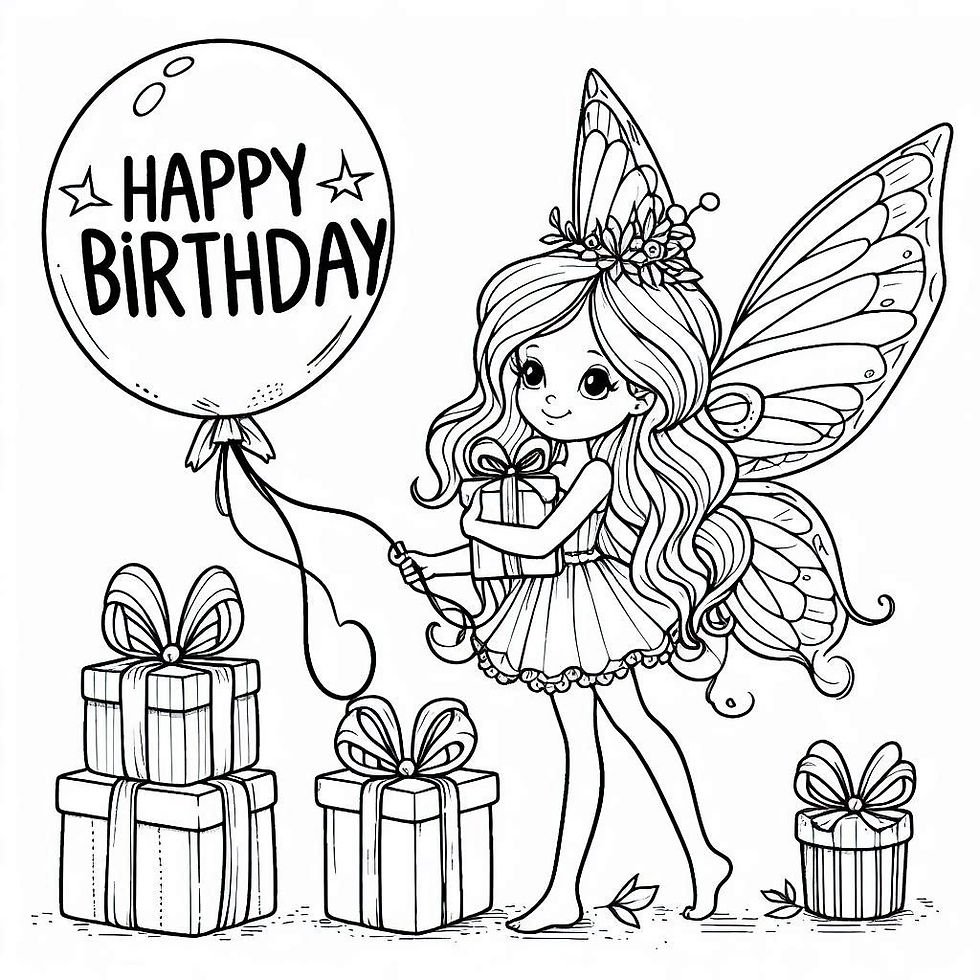 Birthday fairy for coloring