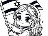 A girl holding an Israeli flag