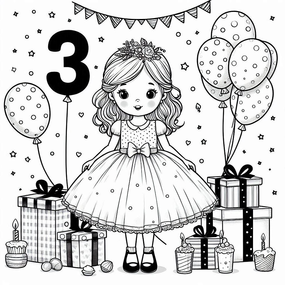 Balloons and surprises coloring page