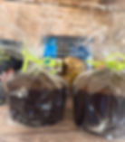 High angle view of a beautifully wrapped panettone gift box