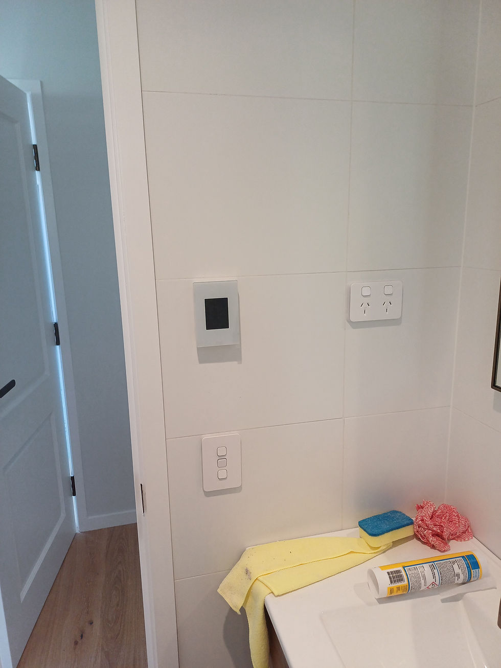 Bathroom switch, power point and floor heating controller installed in Ainslie.