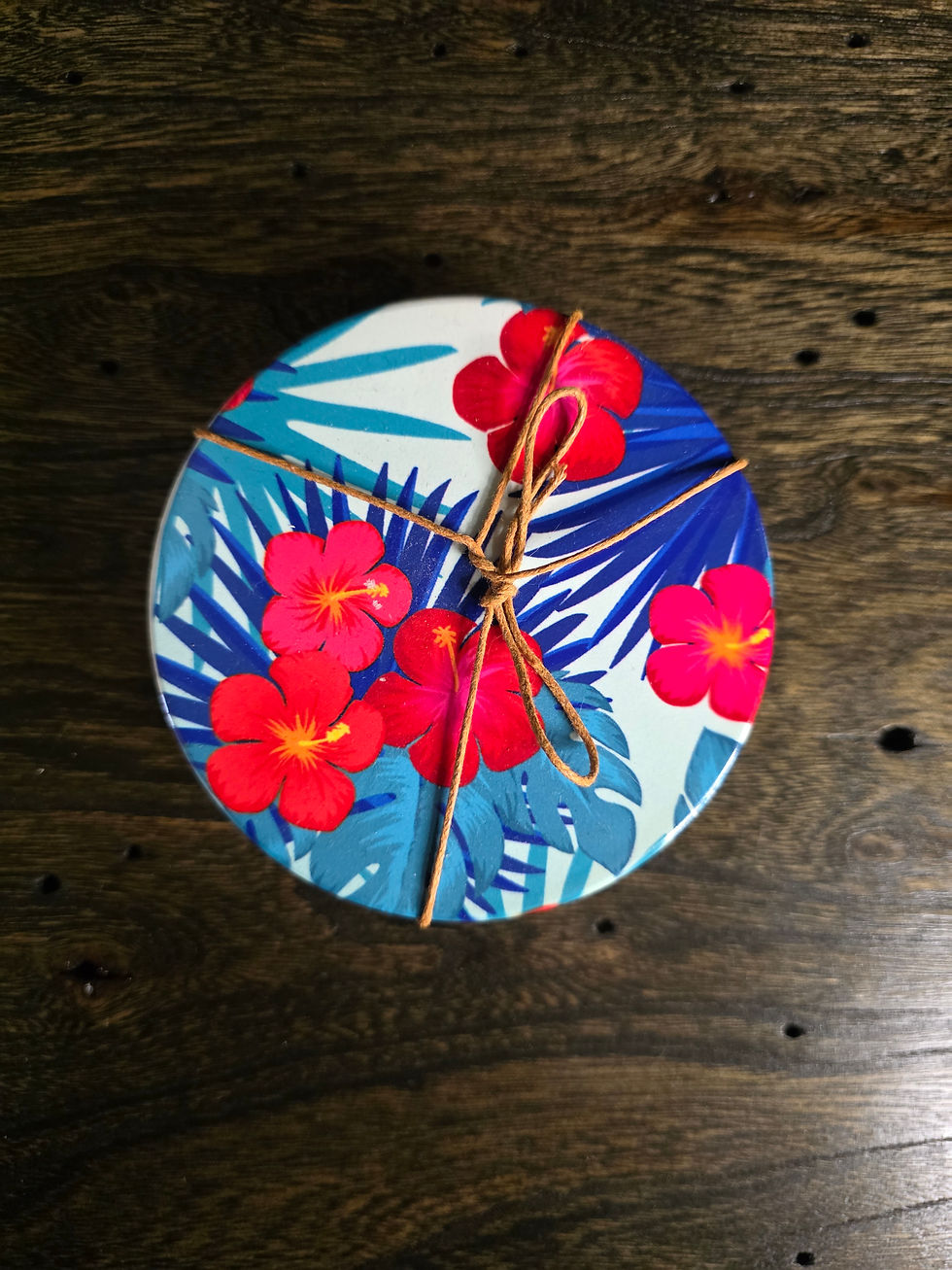 Thumbnail: Coaster Set - Hawiian Flowers - Cheers & Enjoy