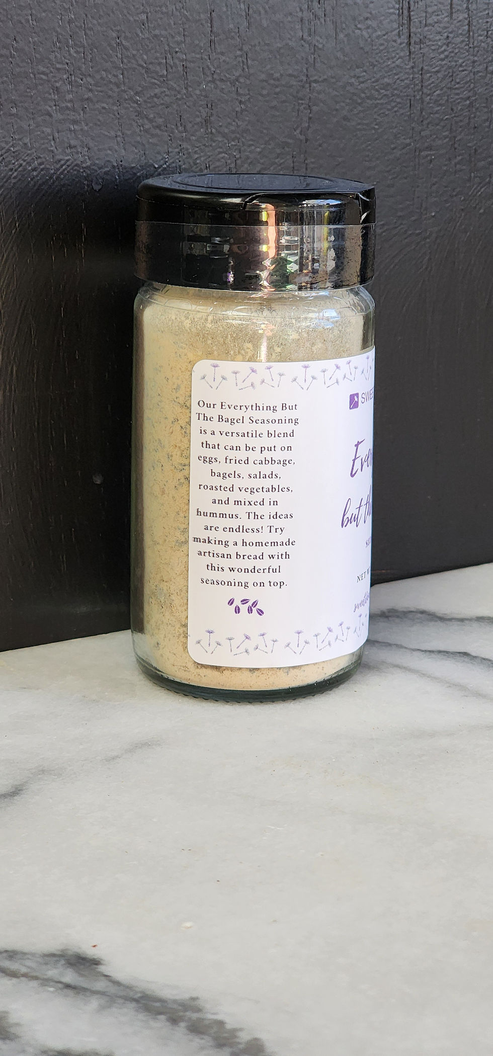 Thumbnail: Spice jar of Sweet Dandelion Everything But the Bagel Seasoning-description panel