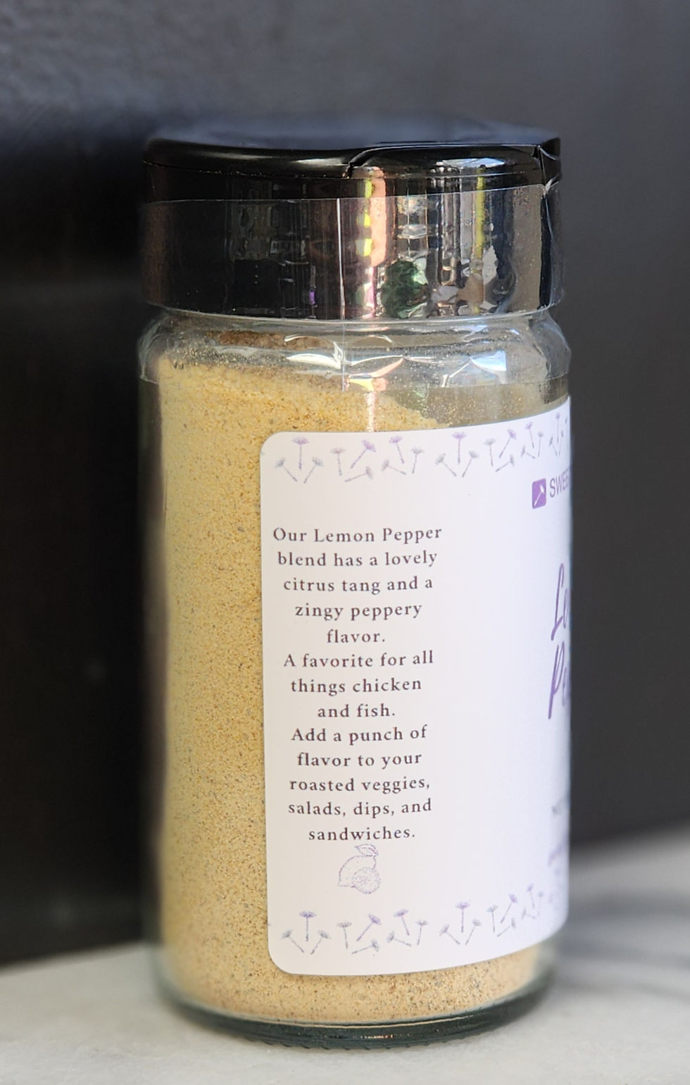 Thumbnail: Jar of Sweet Dandelion Lemon Pepper Seasoning blend-description panel