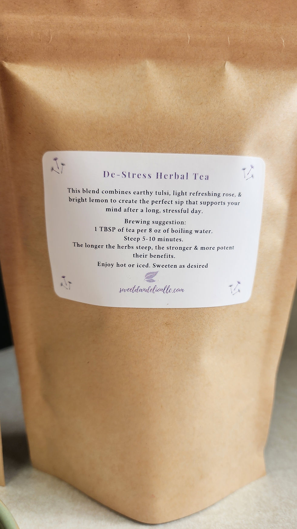 Thumbnail: De-Stress Herbal Tea- back label