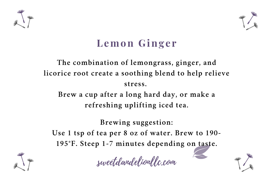 Thumbnail: Sweet Dandelion Lemon Ginger Herbal Tea front label