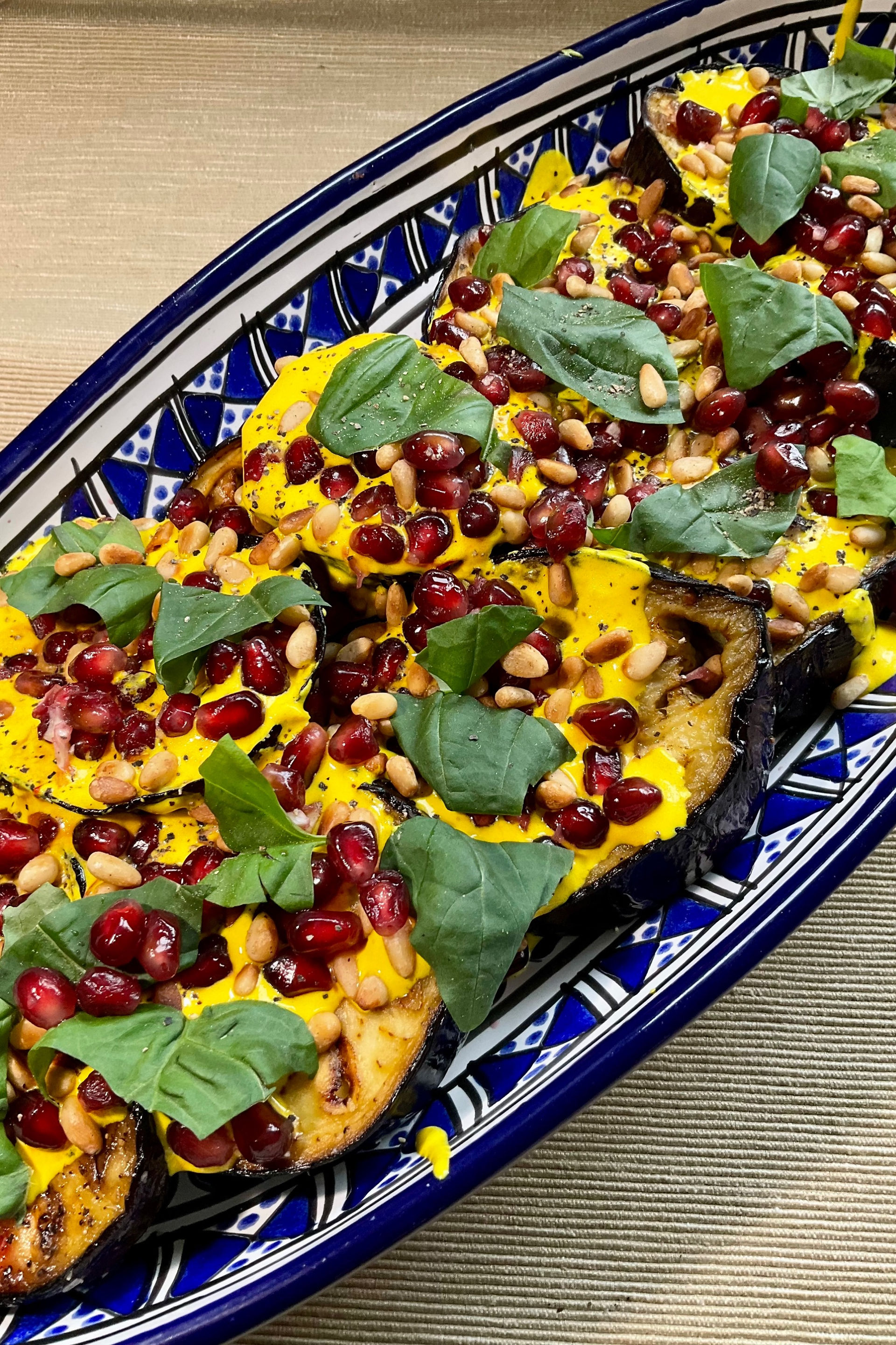 Roasted aubergine with basil