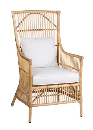 Winston high back armchair in woven natural rattan
