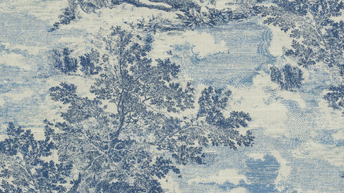 PKaufmann Serene Scenes modern toile fabric in the color Sapphire