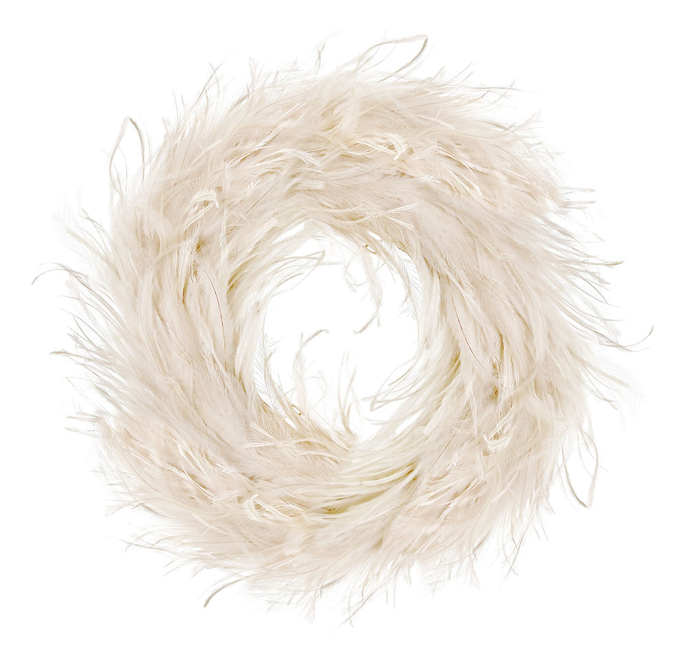Miniatura: Large beige feather Christmas candle wreath