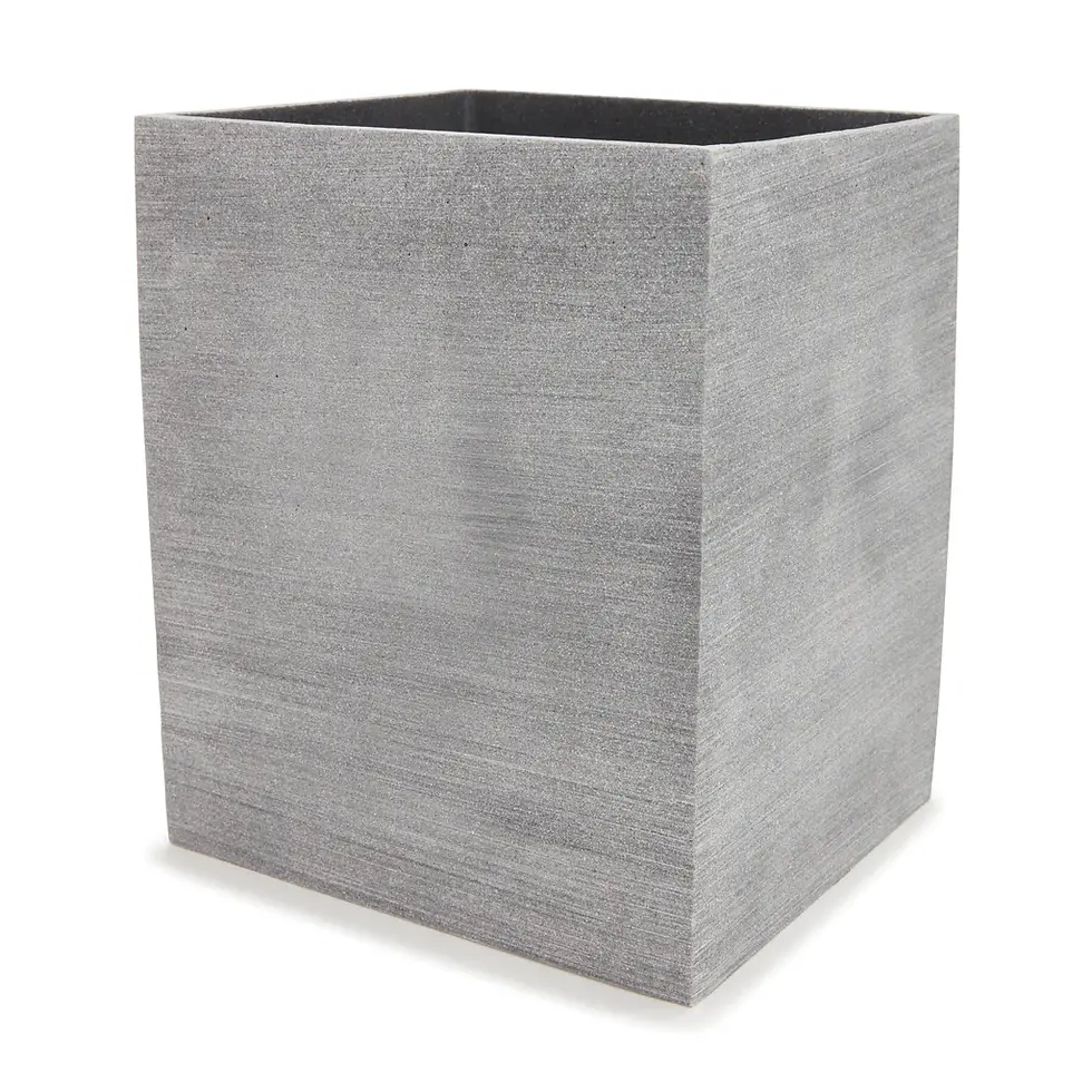 Thumbnail: Bathroom wastebasket from the minimalist Slate bath accessories collection in stone grey.