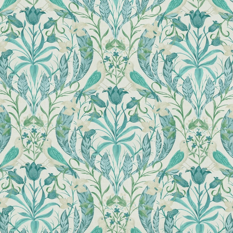 Covington Fabric Guinevere swirl fabric in the color Robins Egg