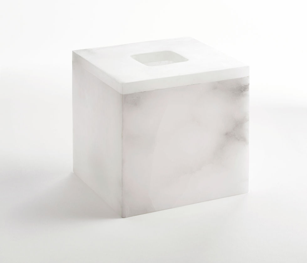 Thumbnail: Aubergine Home Collection bathroom decor store Alabaster bathroom accessories tissue box cover by Kassatex