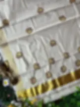 Thumbnail: Peacock Embroidery Golden Tissue Kasavu Saree Border View