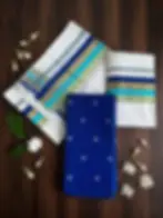 Indigo & Turquoise Kasavu Kara Cotton Setmundu Top View