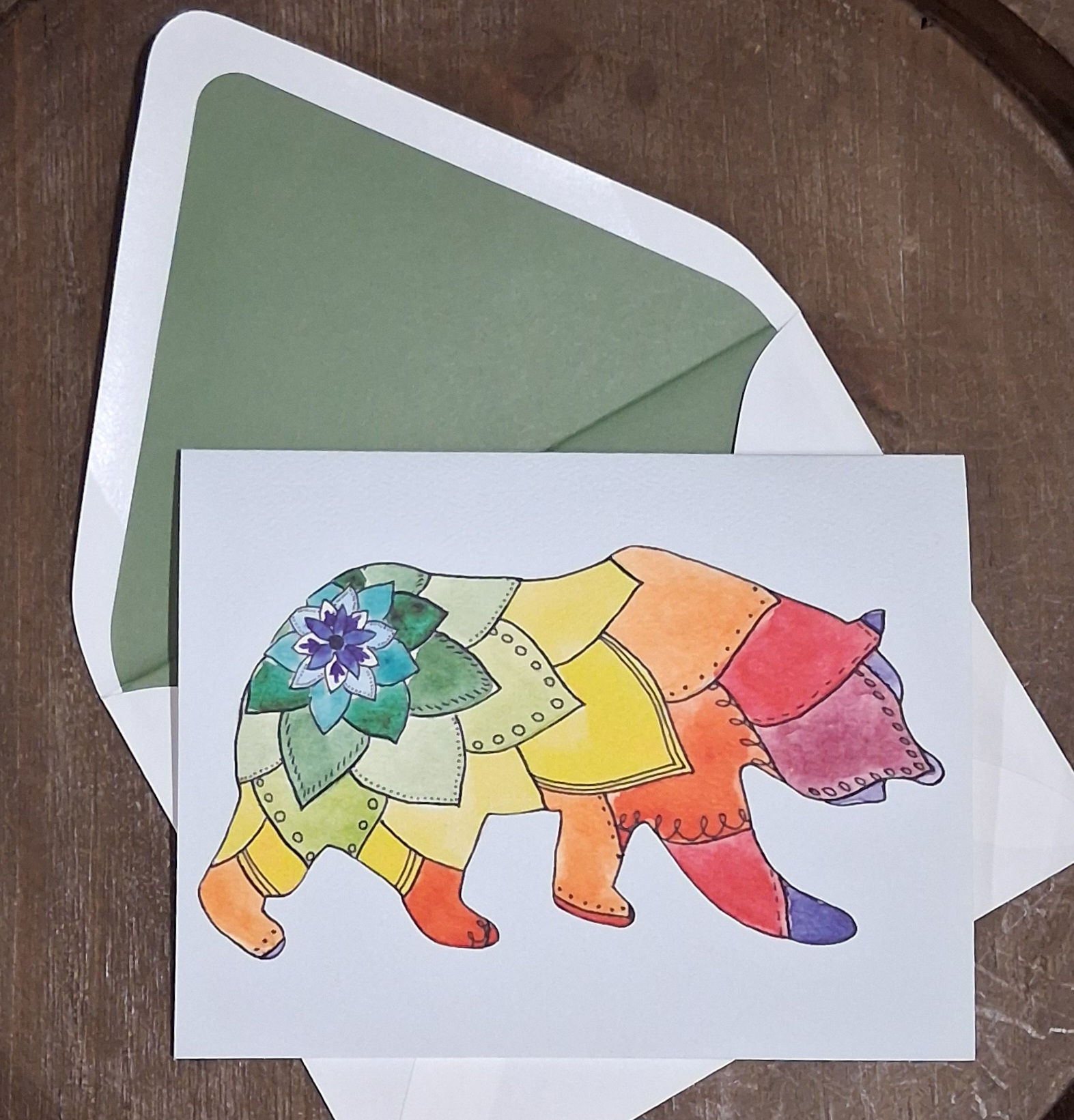 Boho Bear Greeting Card