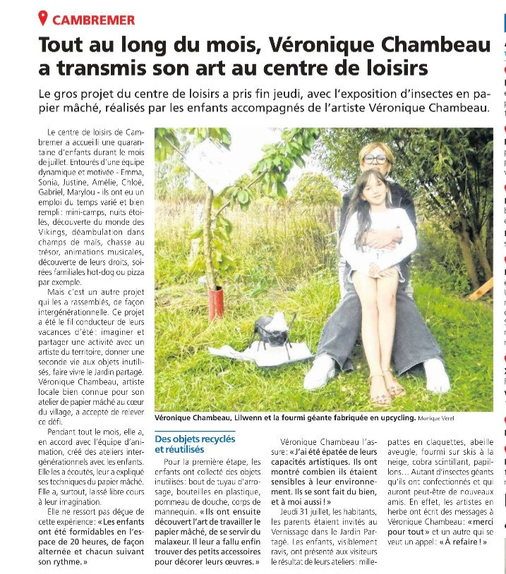 Article de presse paru dans le journal Le Pays d'Auge du 5 août 2025