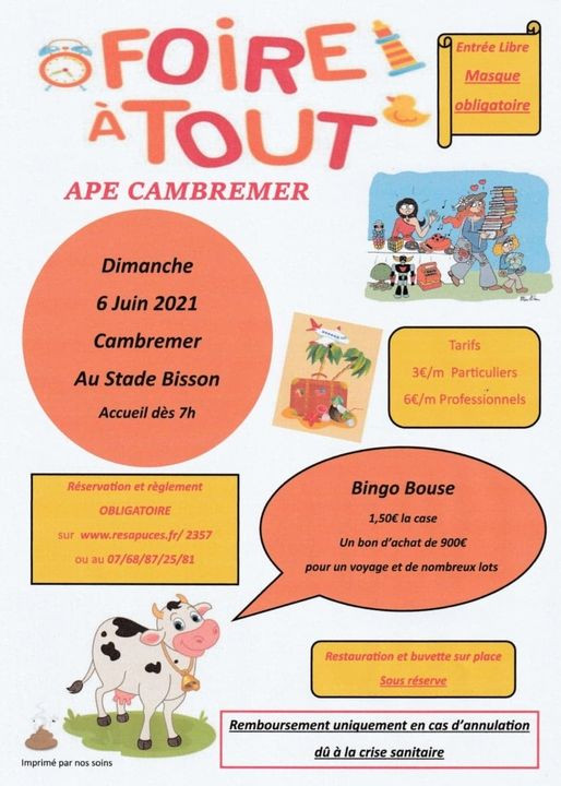 L'APE de Cambremer organise sa traditionnelle Foire à Tout.