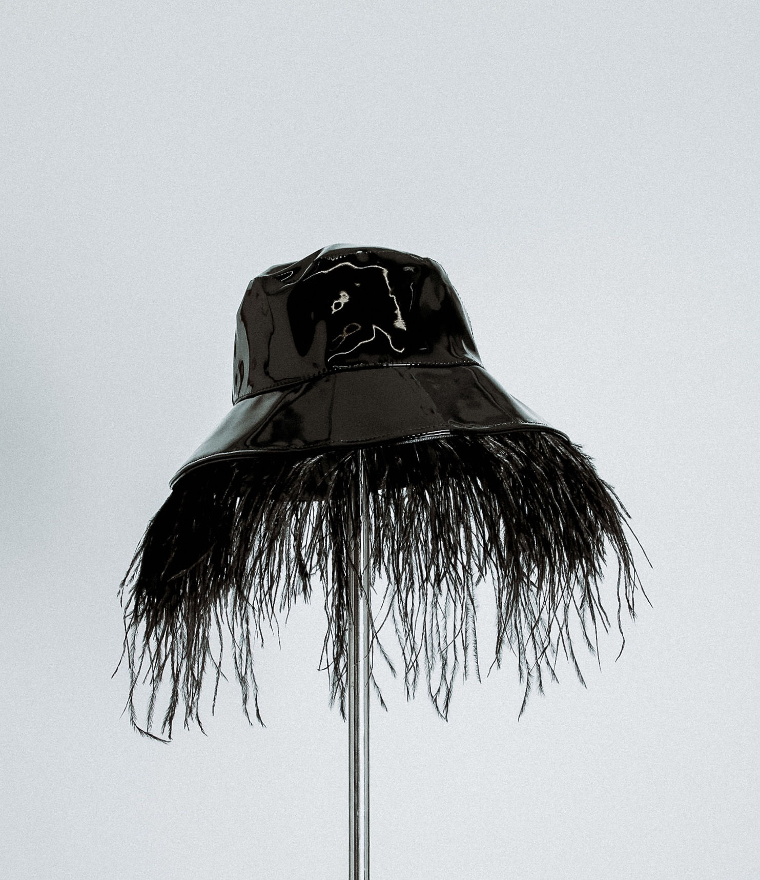 Vinyl bucket hat (with or without feather trim)