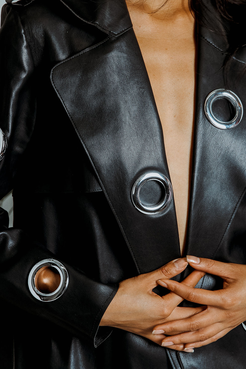 Thumbnail: Faux leather eyelet coat
