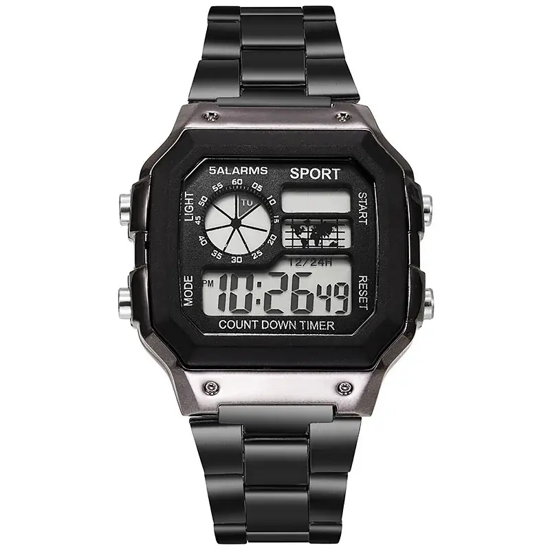 Thumbnail: YIKAZE Luxury Men's Business Watch Stainless Steel Strap Men Digital Watch Lumin