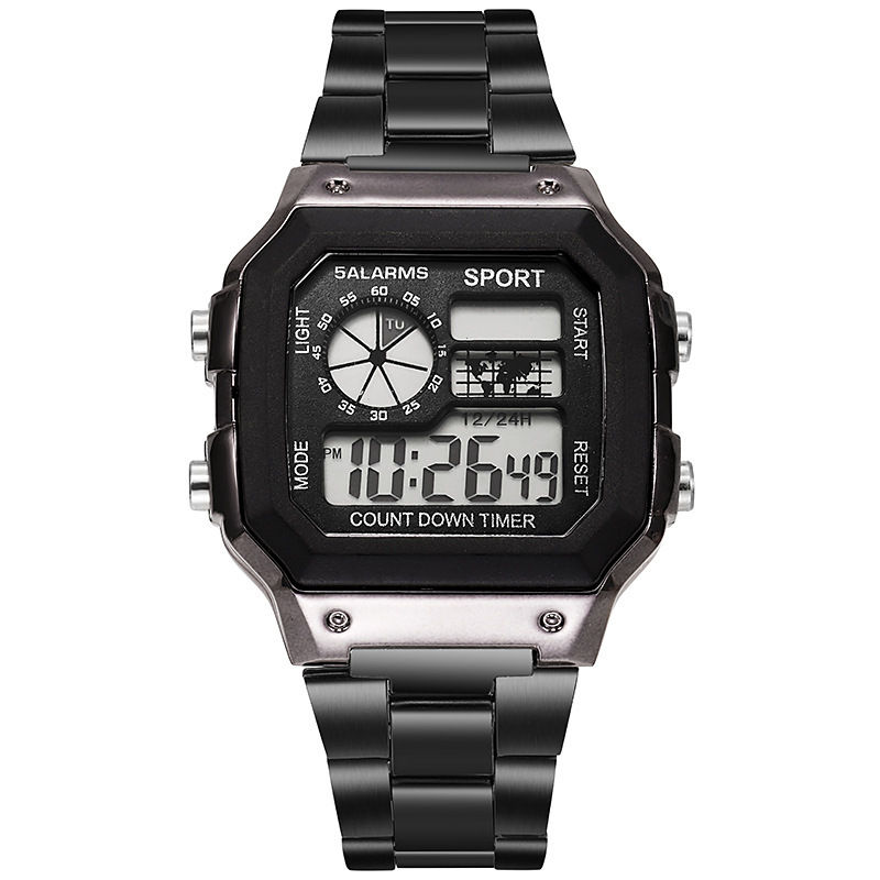 Thumbnail: YIKAZE Luxury Men's Business Watch Stainless Steel Strap Men Digital Watch Lumin