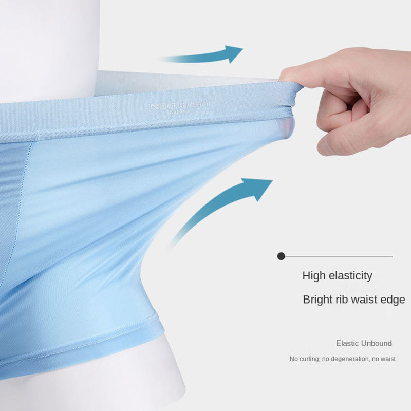 Thumbnail: 4pcs Boxer Shorts Men's Ice Silk Underwear Male Underpants Breathable Sexy Thin 