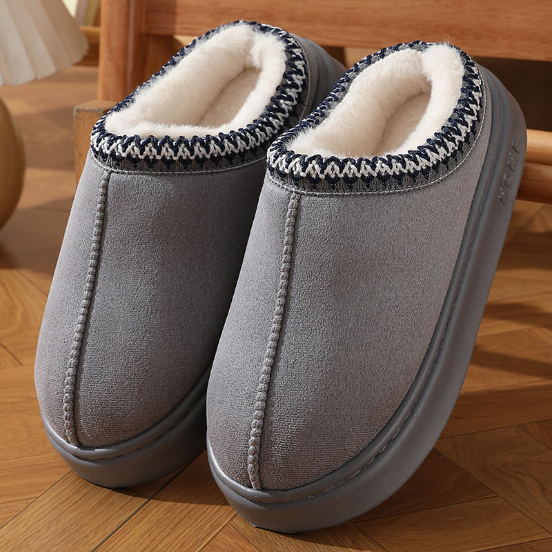 Thumbnail: New Fashion Fluffy Platform Slippers for Women 2025 Winter Plush Warm Cotton Sho