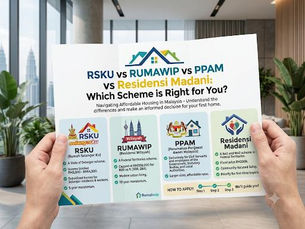 Comparison graphic of RSKU, RUMAWIP, PPAM and Residensi MAdani affordable housing schemes in Malaysia