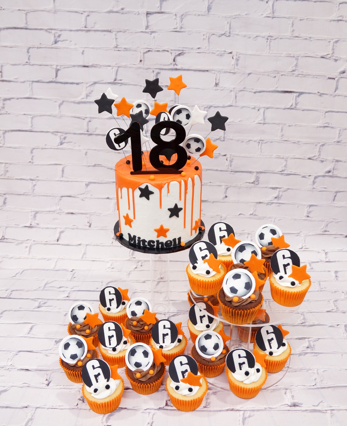 Orange Black & White Cupcake Tower 2