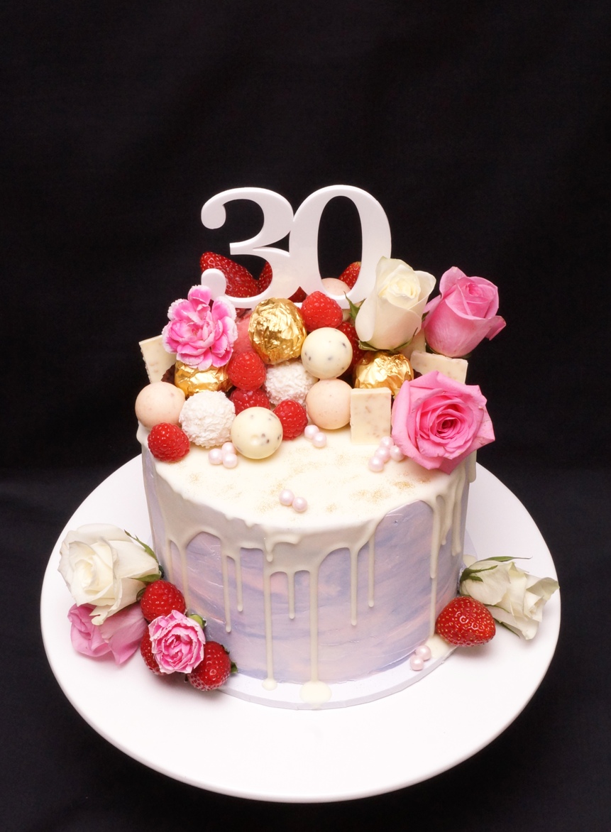 Pink & Mauve Chocolate Drip cake 3