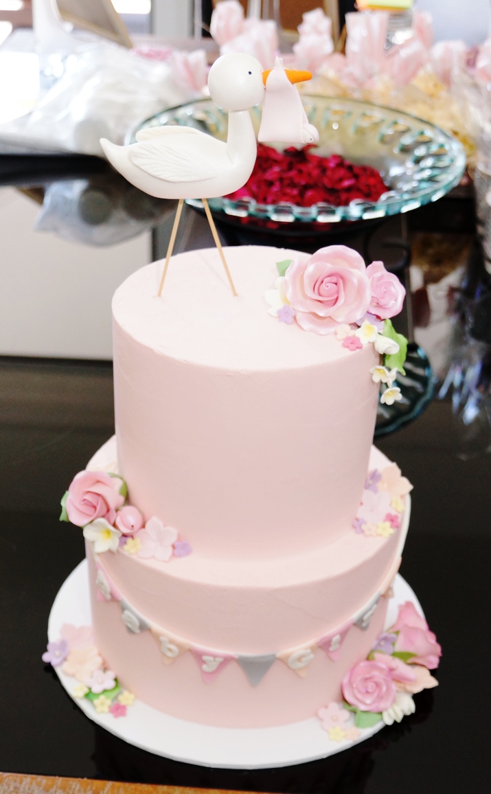 2 Tier Pink buttercream baby shower cake