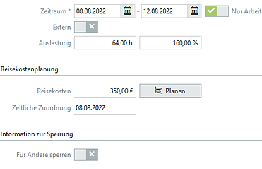 Bearbeitung eines Balkens in der Kapazizätsplanung des ERP-Systems Biquanda