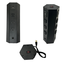 Torre hexagonal negro 3 vistas